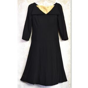 Vintage 1960s Oleg Cassini Little Black Dress Collared Cocktail Jackie Kennedy